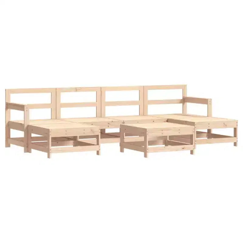 vidaXL Juego de salón de jardín Madera natural Madera de pino maciza Modular de 7 piezas
