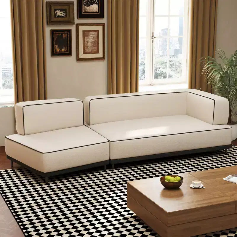 Luck Live 95.27 Modern Fabric Sectional Sofa, High-Density Foam Cushions, Solid Wood & Plywood Frame, Metal Legs