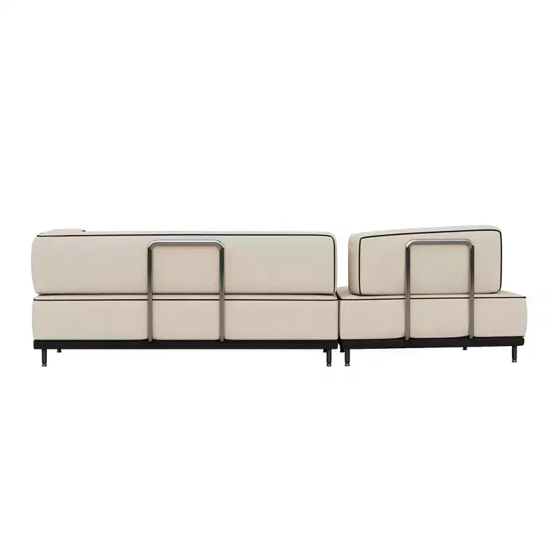 Luck Live 95.27 Modern Fabric Sectional Sofa, High-Density Foam Cushions, Solid Wood & Plywood Frame, Metal Legs