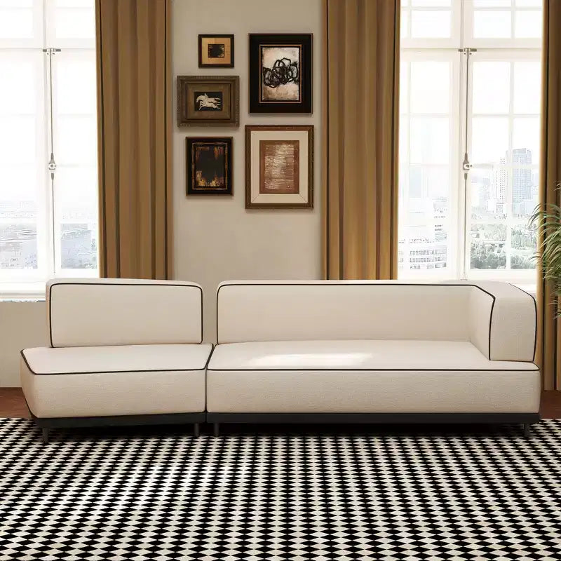 Luck Live 95.27 Modern Fabric Sectional Sofa, High-Density Foam Cushions, Solid Wood & Plywood Frame, Metal Legs