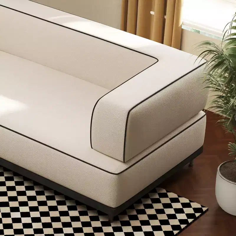 Luck Live 95.27 Modern Fabric Sectional Sofa, High-Density Foam Cushions, Solid Wood & Plywood Frame, Metal Legs