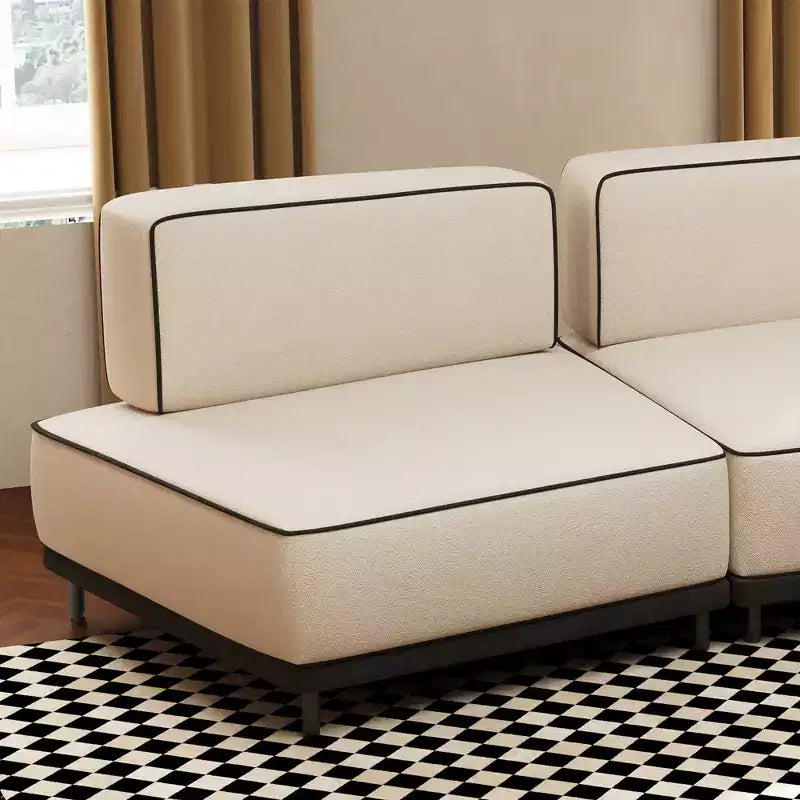 Luck Live 95.27 Modern Fabric Sectional Sofa, High-Density Foam Cushions, Solid Wood & Plywood Frame, Metal Legs
