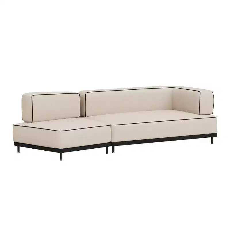 Luck Live 95.27 Modern Fabric Sectional Sofa, High-Density Foam Cushions, Solid Wood & Plywood Frame, Metal Legs
