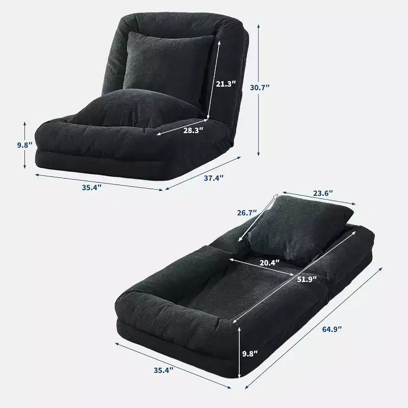 Convertible Human Dog Bed, Lazy Sofa Bed with Adjustable Backrest 5 Positions, Bean Bag Lounge Chair, Large Pet Bed with Metal Frame, for Living Room