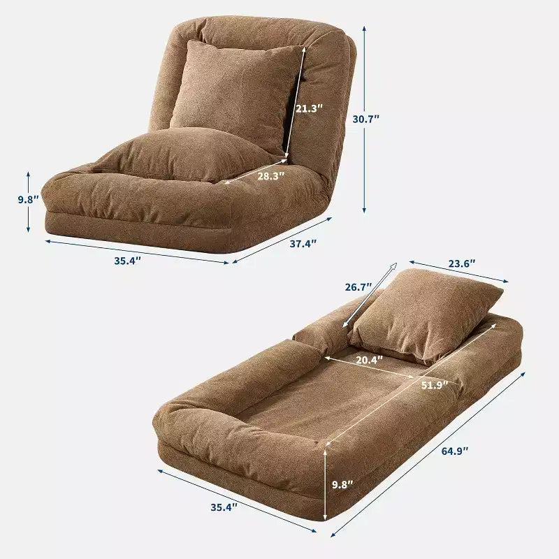 Convertible Human Dog Bed, Lazy Sofa Bed with Adjustable Backrest 5 Positions, Bean Bag Lounge Chair, Large Pet Bed with Metal Frame, for Living Room