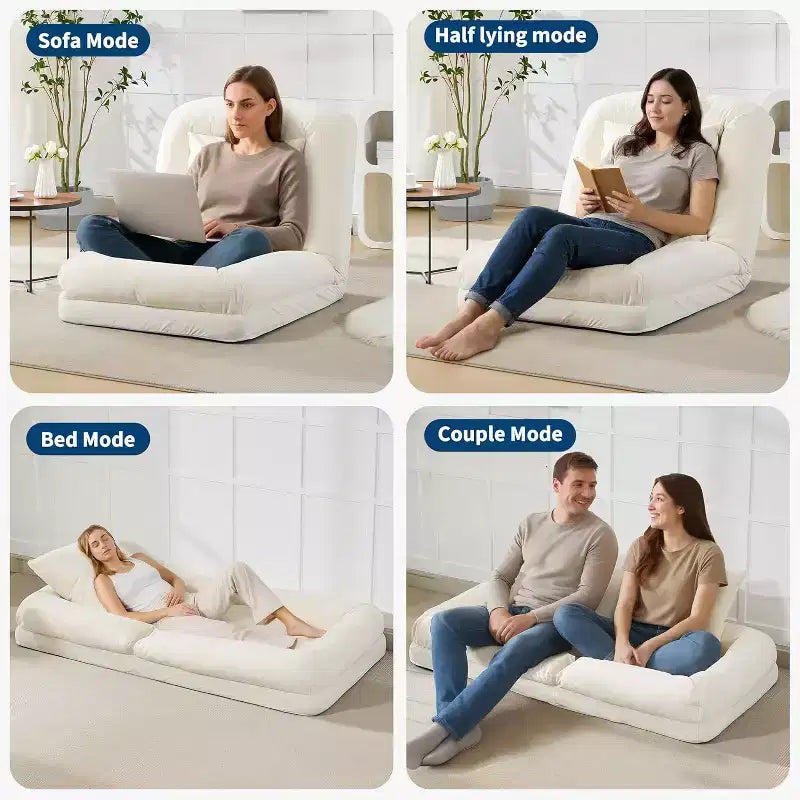 Convertible Human Dog Bed, Lazy Sofa Bed with Adjustable Backrest 5 Positions, Bean Bag Lounge Chair, Large Pet Bed with Metal Frame, for Living Room