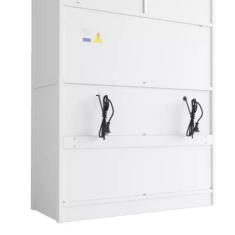 Mueble Despensa Alto de Cocina con Enchufes, Armario Grande Independiente con Soporte para Microondas, Cajones, Estantes, Botelleros y Estante en la Puerta