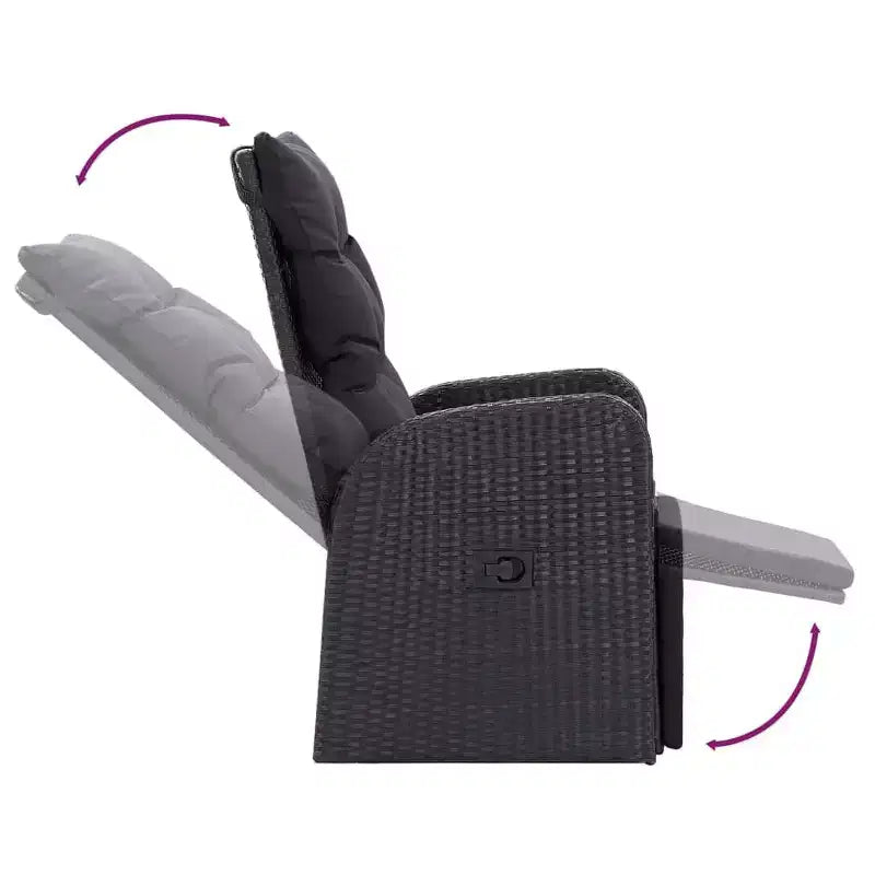 vidaXL Conjunto de Comedor de Jardín Ratán PE Negro, Acero con Recubrimiento en Polvo, Vidrio