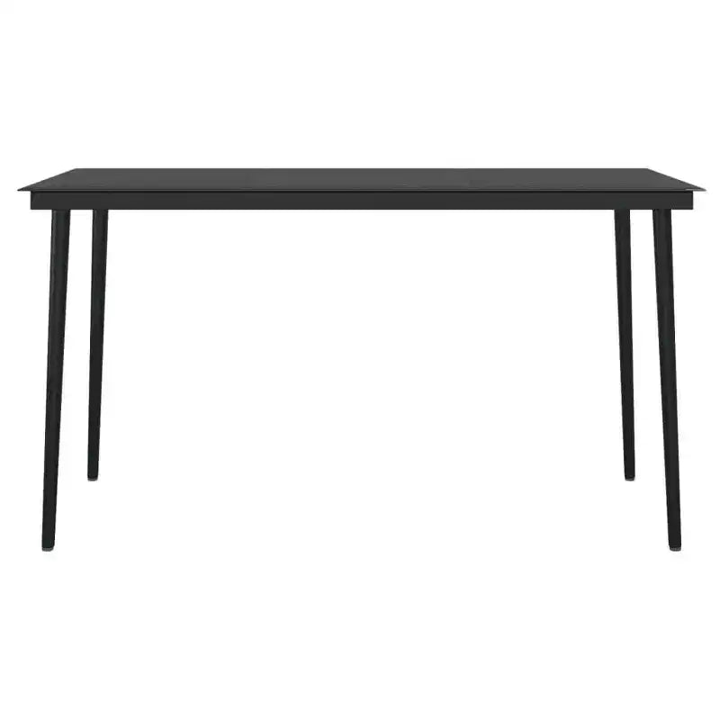 vidaXL Conjunto de Comedor de Jardín Ratán PE Negro, Acero con Recubrimiento en Polvo, Vidrio