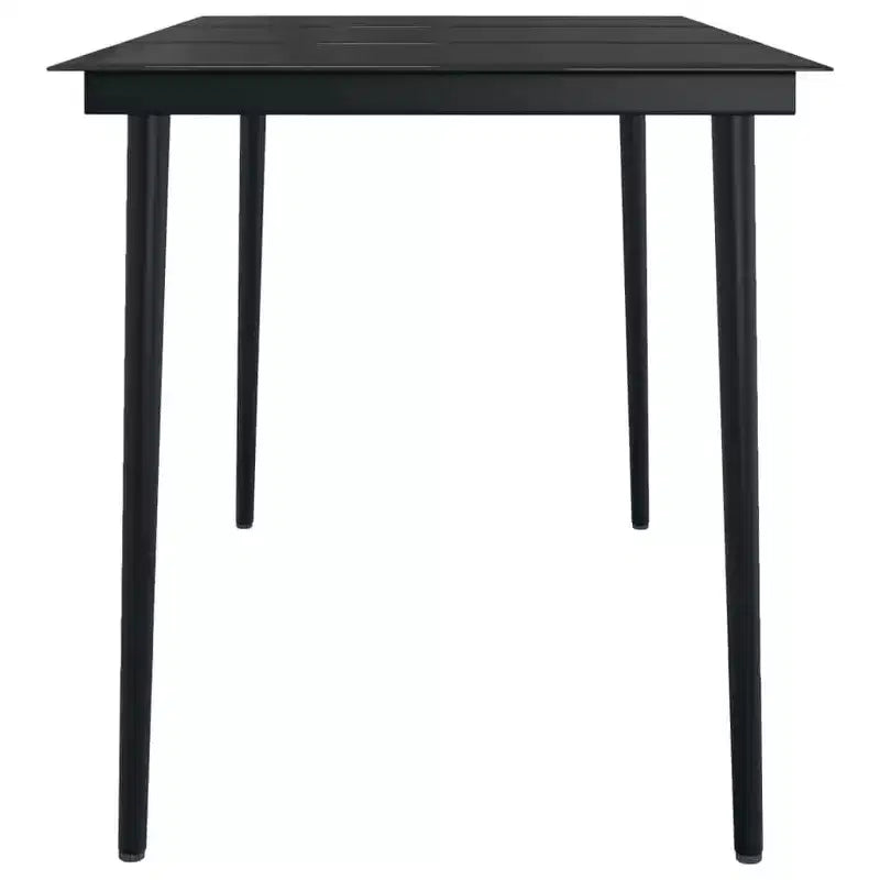 vidaXL Conjunto de Comedor de Jardín Ratán PE Negro, Acero con Recubrimiento en Polvo, Vidrio