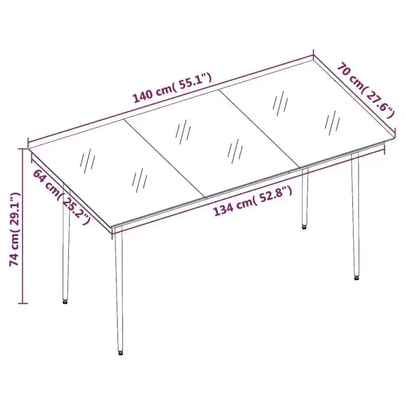 vidaXL Conjunto de Comedor de Jardín Ratán PE Negro, Acero con Recubrimiento en Polvo, Vidrio