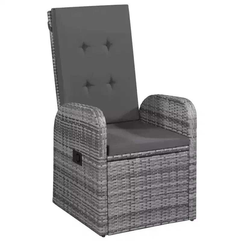 vidaXL Conjunto de Comedor de Jardín Ratán PE Negro, Acero con Recubrimiento en Polvo, Vidrio