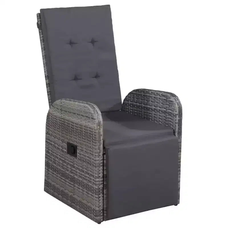 vidaXL Conjunto de Comedor de Jardín Ratán PE Negro, Acero con Recubrimiento en Polvo, Vidrio