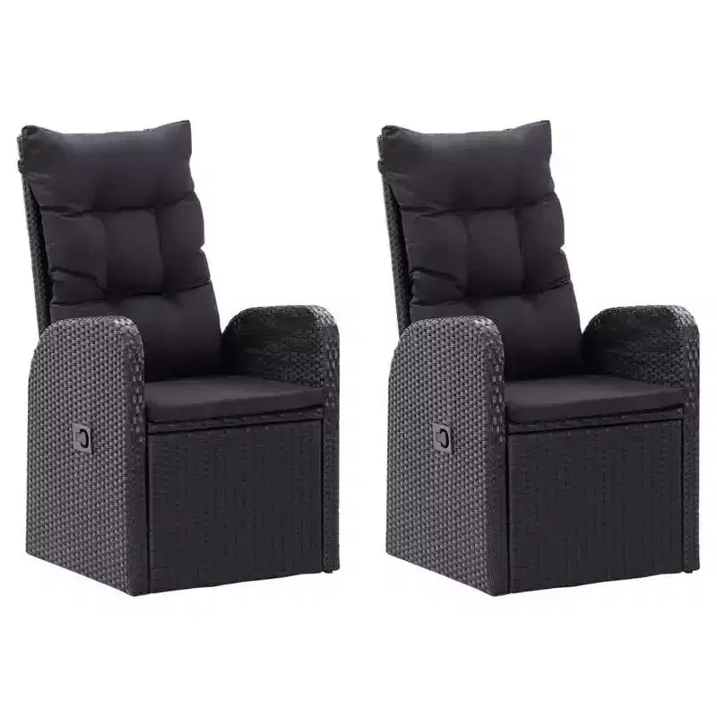vidaXL Conjunto de Comedor de Jardín Ratán PE Negro, Acero con Recubrimiento en Polvo, Vidrio