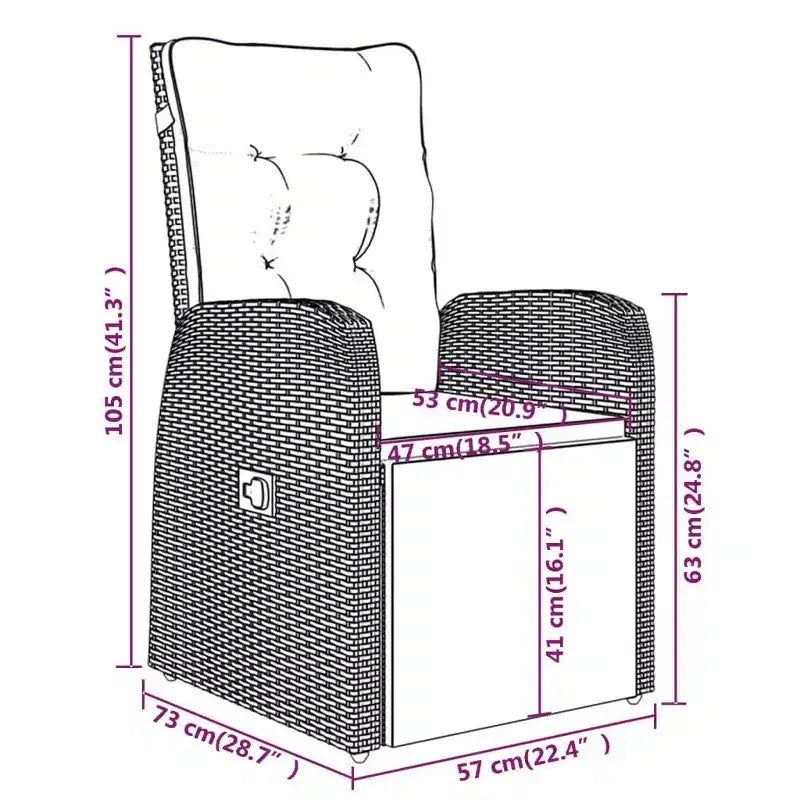 vidaXL Conjunto de Comedor de Jardín Ratán PE Negro, Acero con Recubrimiento en Polvo, Vidrio