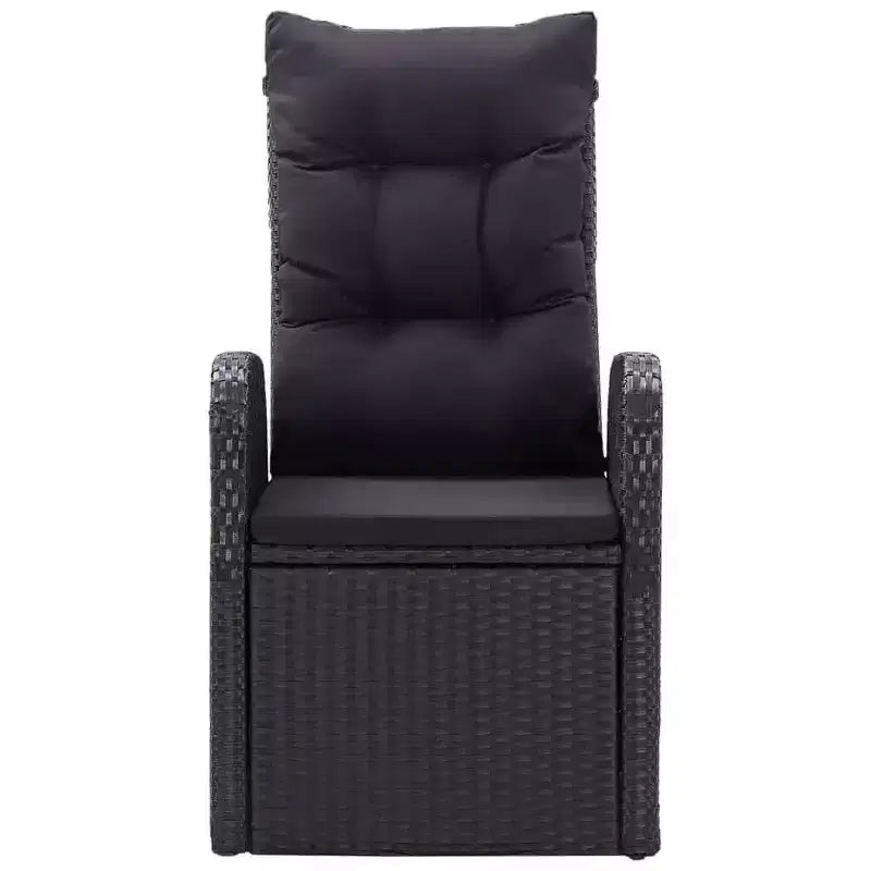vidaXL Conjunto de Comedor de Jardín Ratán PE Negro, Acero con Recubrimiento en Polvo, Vidrio