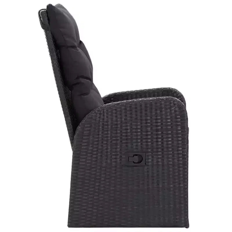 vidaXL Conjunto de Comedor de Jardín Ratán PE Negro, Acero con Recubrimiento en Polvo, Vidrio