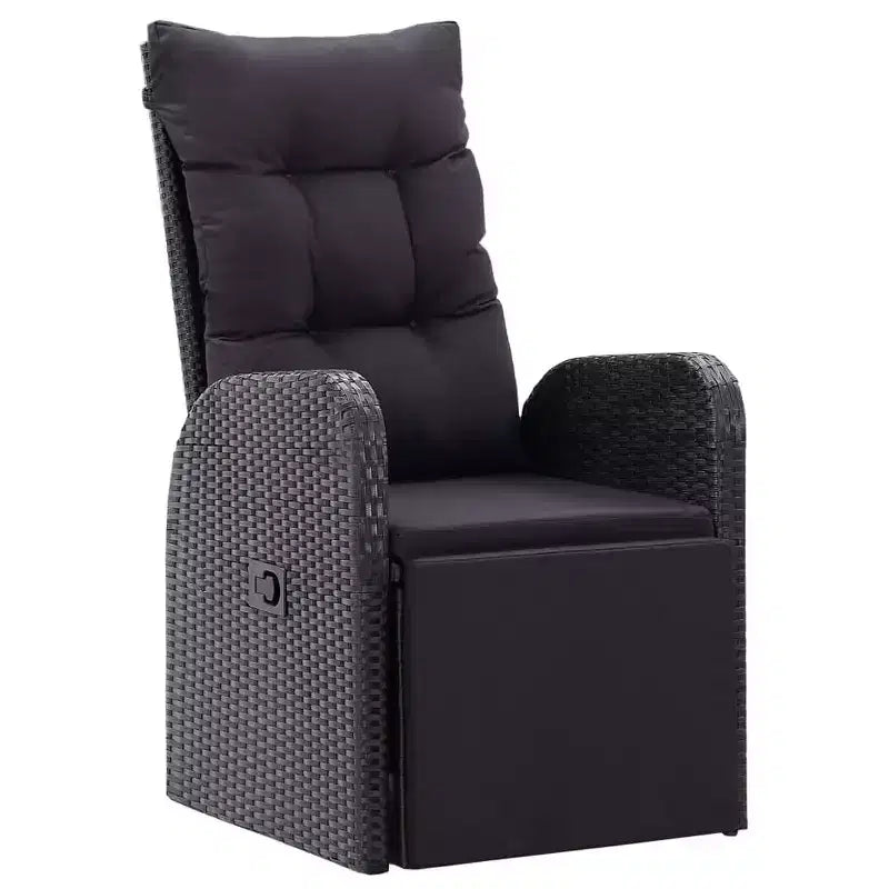 vidaXL Conjunto de Comedor de Jardín Ratán PE Negro, Acero con Recubrimiento en Polvo, Vidrio