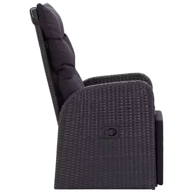 vidaXL Conjunto de Comedor de Jardín Ratán PE Negro, Acero con Recubrimiento en Polvo, Vidrio