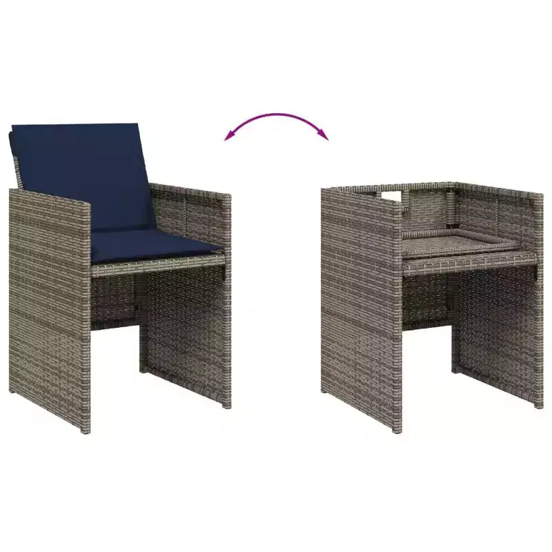 vidaXL Muebles de Jardín Set de Comedor de 14 Piezas de Ratán PE Gris Juego de 15 Piezas Plegables