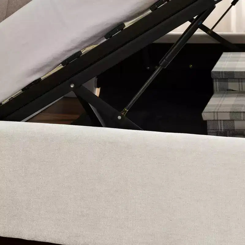 Base de cama de plataforma Queen/King, tapizada en chenilla con cabecero suave