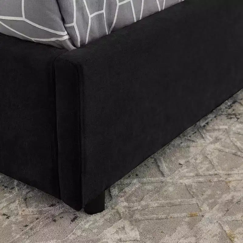 Base de cama de plataforma Queen/King, tapizada en chenilla con cabecero suave