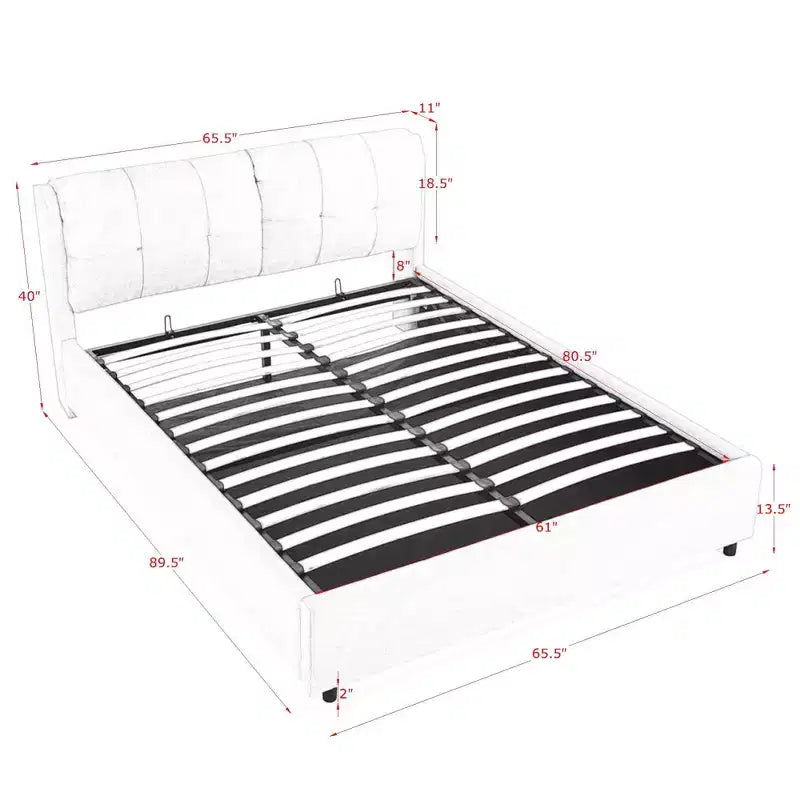 Base de cama de plataforma Queen/King, tapizada en chenilla con cabecero suave