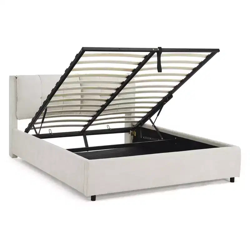 Base de cama de plataforma Queen/King, tapizada en chenilla con cabecero suave