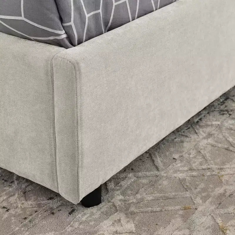 Base de cama de plataforma Queen/King, tapizada en chenilla con cabecero suave