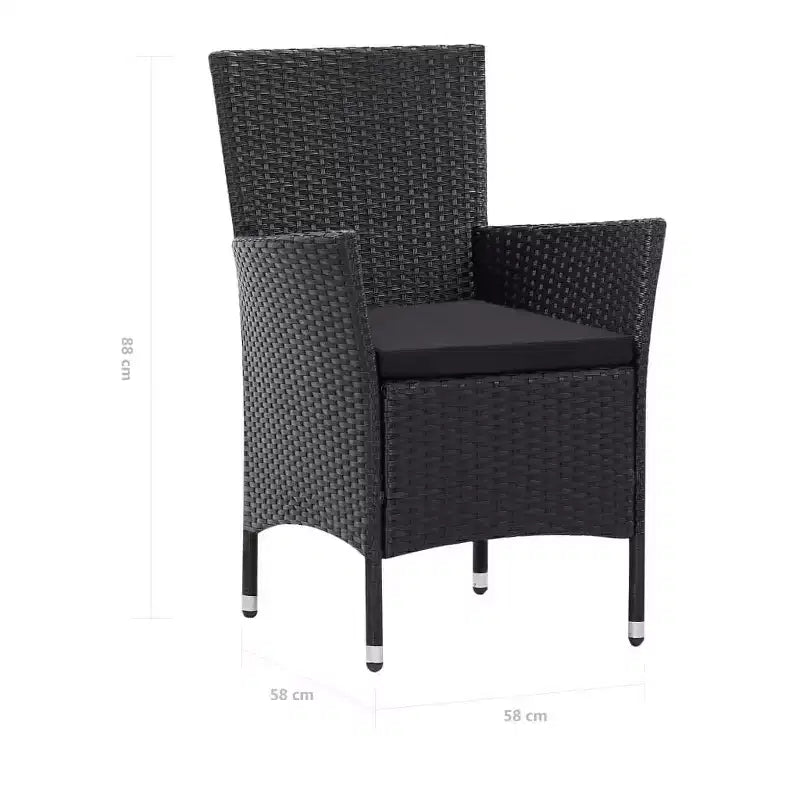 vidaXL Table et chaise de jardin noires