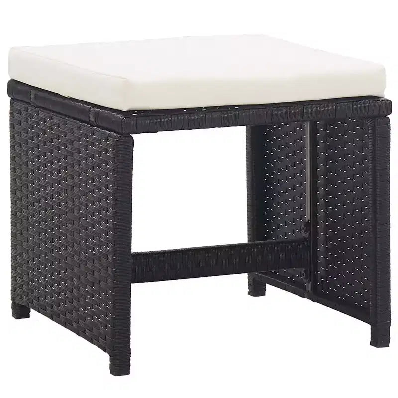 vidaXL Mesa y sillas de jardín negro y blanco crema