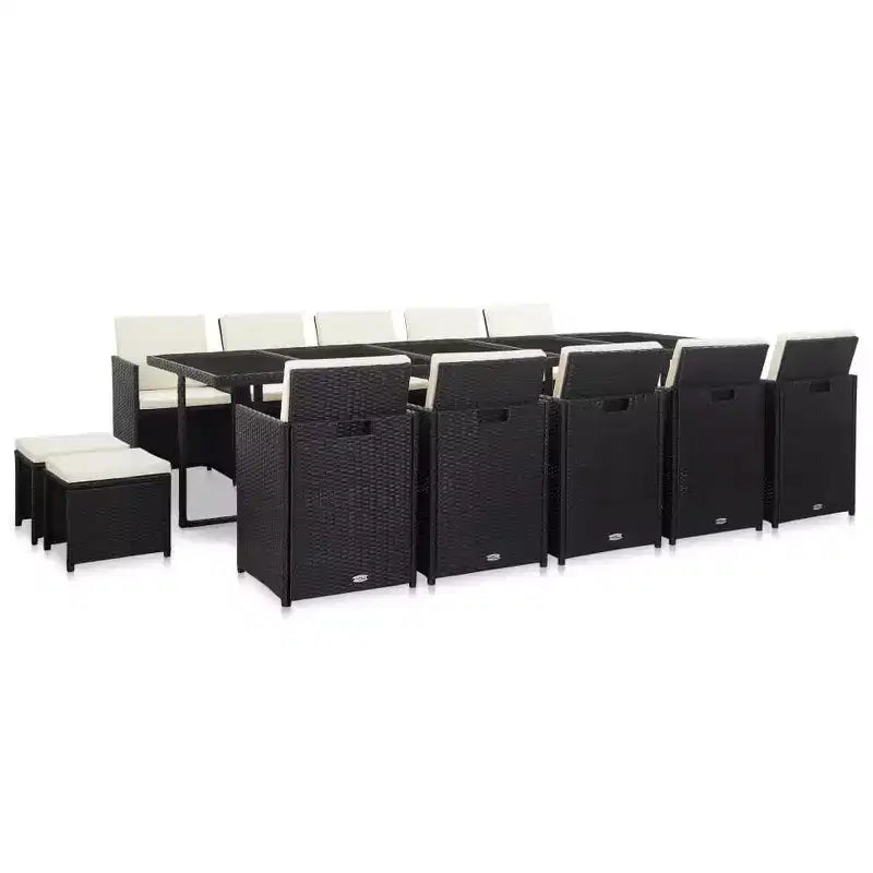 vidaXL Mesa y sillas de jardín negro y blanco crema