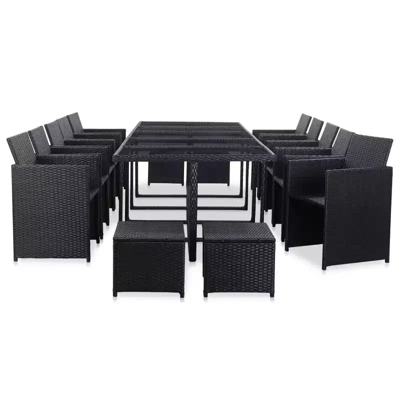 vidaXL Mesa y sillas de jardín negro y blanco crema