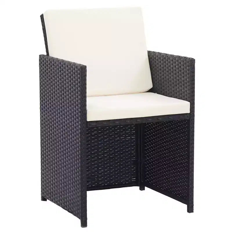 vidaXL Mesa y sillas de jardín negro y blanco crema