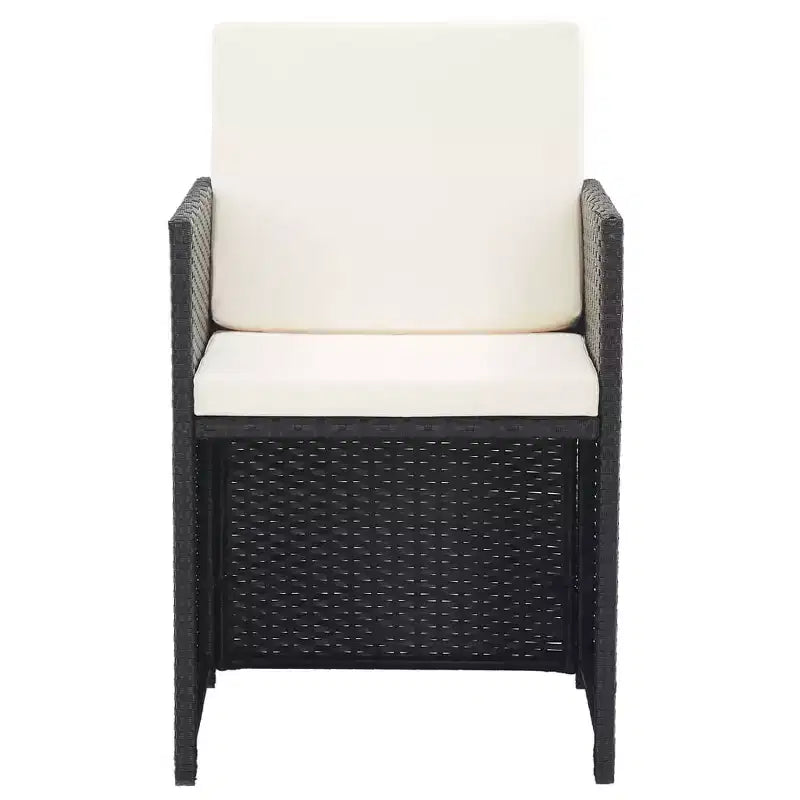 vidaXL Mesa y sillas de jardín negro y blanco crema