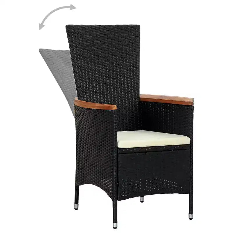 vidaXL Outdoor Dining Set Black PE Rattan 7 Piece Adjustable Armrests