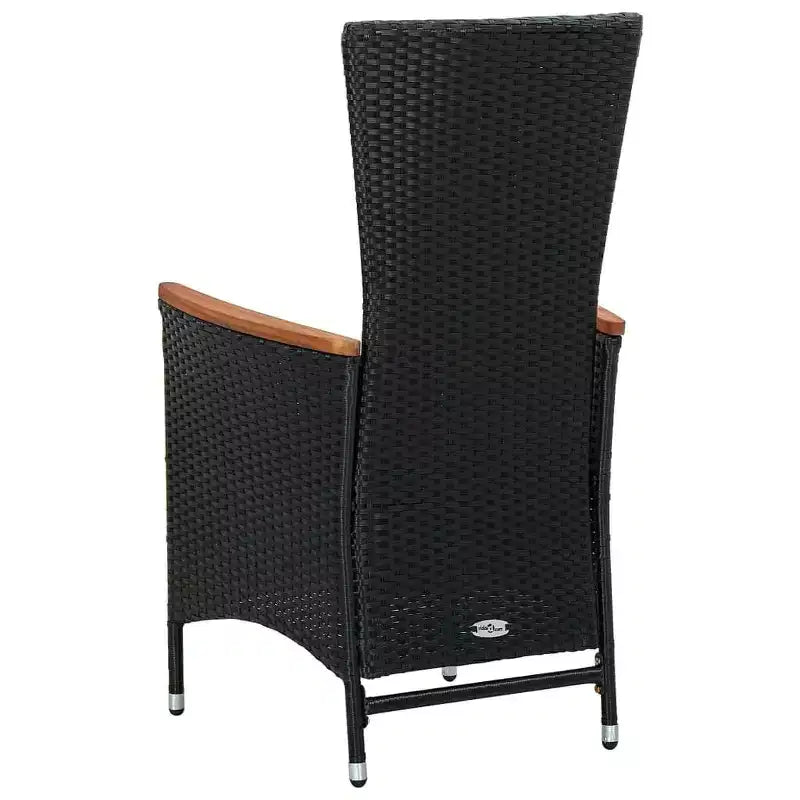 vidaXL Outdoor Dining Set Black PE Rattan 7 Piece Adjustable Armrests