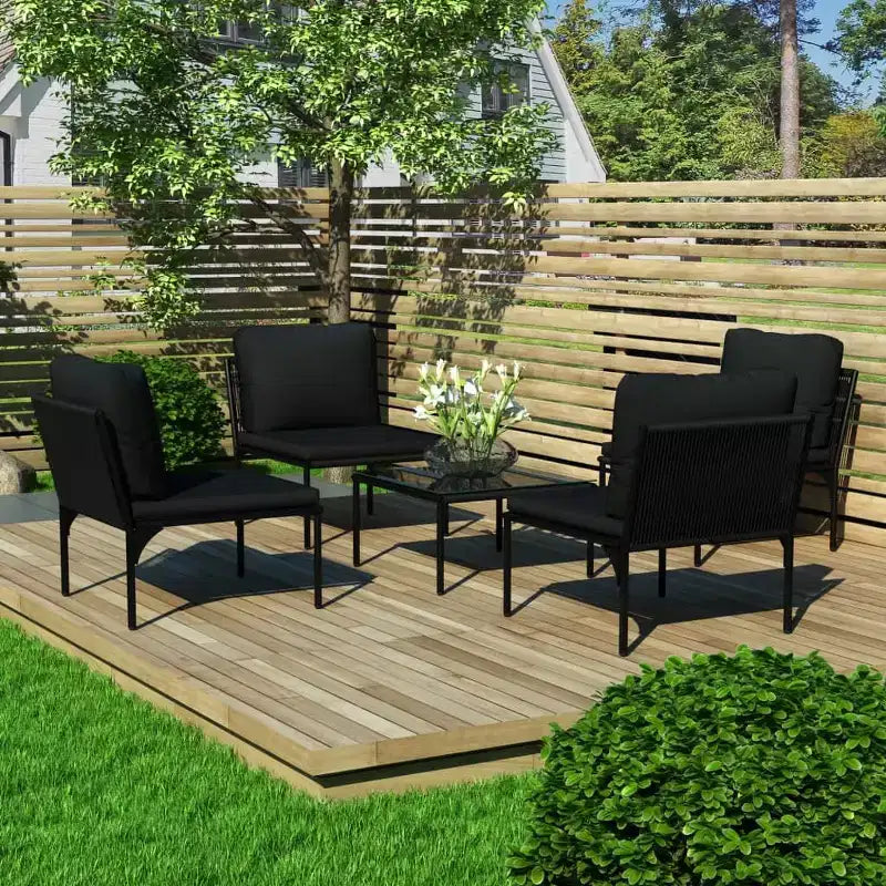 vidaXL Salon de jardin noir et anthracite