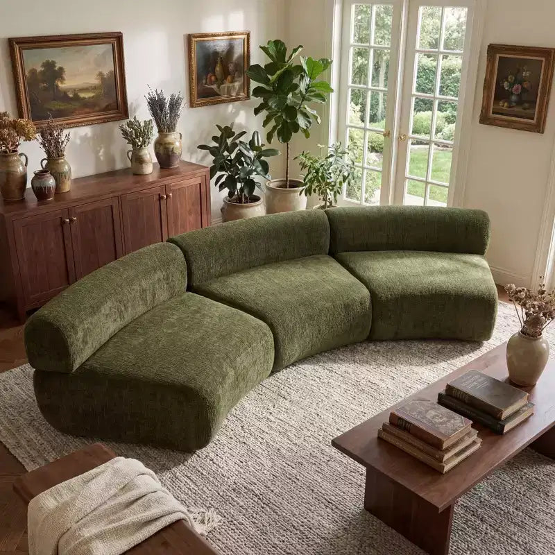Christopher Knight Home Golan 118.5 Modular Compressed Curved Upholstered 3-Seater Sectional Sofa