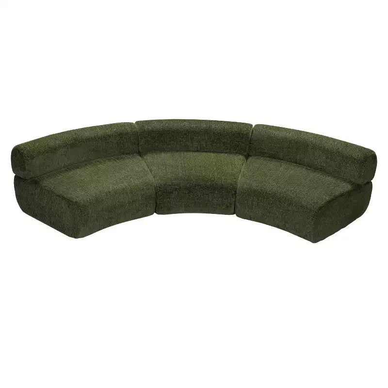Christopher Knight Home Golan 118.5 Modular Compressed Curved Upholstered 3-Seater Sectional Sofa