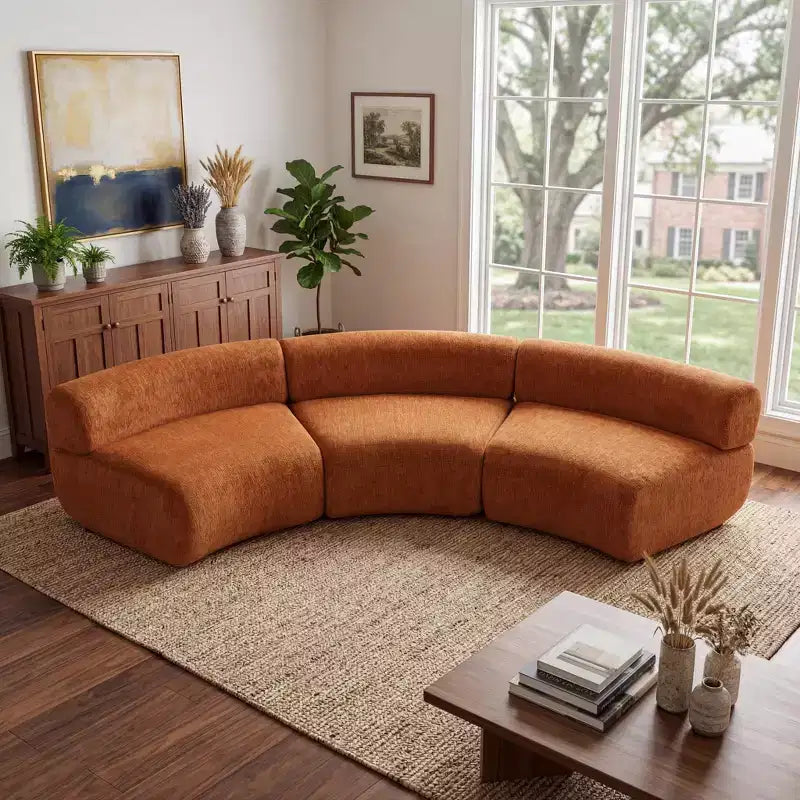 Christopher Knight Home Golan 118.5 Modular Compressed Curved Upholstered 3-Seater Sectional Sofa