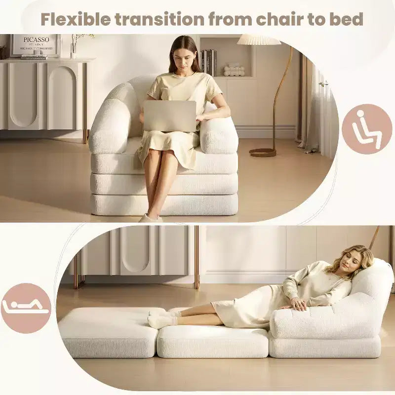 Yaheetech 2-in-1 Folding Sofa Bed Foldable Chair Bed for Living Room, Bedroom