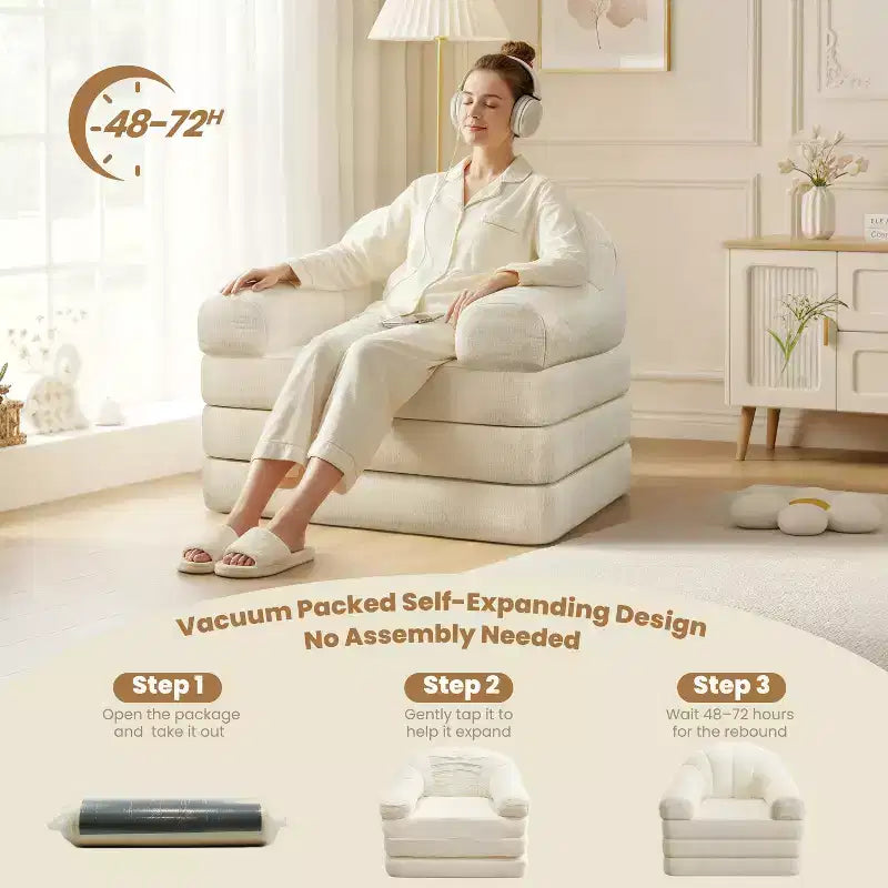 Yaheetech 2-in-1 Folding Sofa Bed Foldable Chair Bed for Living Room, Bedroom