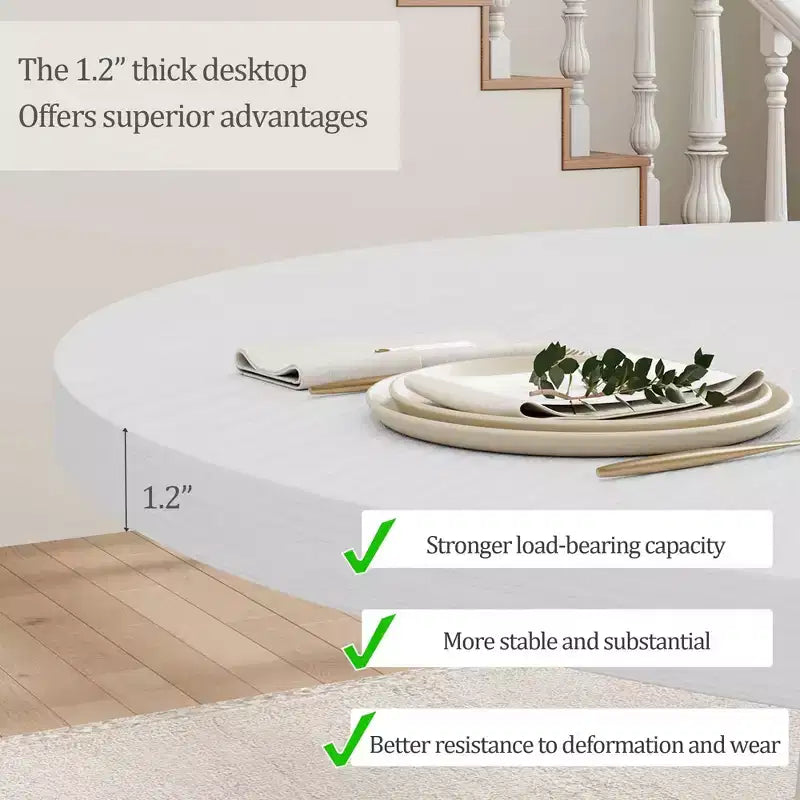 Mesa de comedor redonda de 47.2" para 4-6 personas, mesa de cocina de madera negra con base de pedestal y patas ajustables