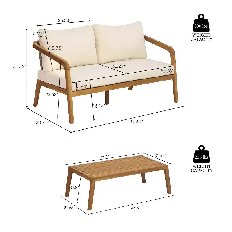 Christopher Knight Home Paula Juego de conversación moderno de 4 piezas con cojines para patio de madera de acacia y mimbre PE