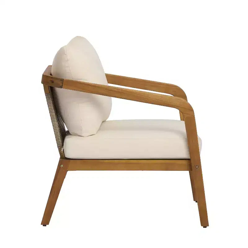 Christopher Knight Home Paula Juego de conversación moderno de 4 piezas con cojines para patio de madera de acacia y mimbre PE