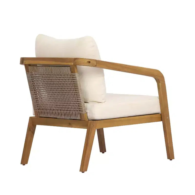 Christopher Knight Home Paula Juego de conversación moderno de 4 piezas con cojines para patio de madera de acacia y mimbre PE