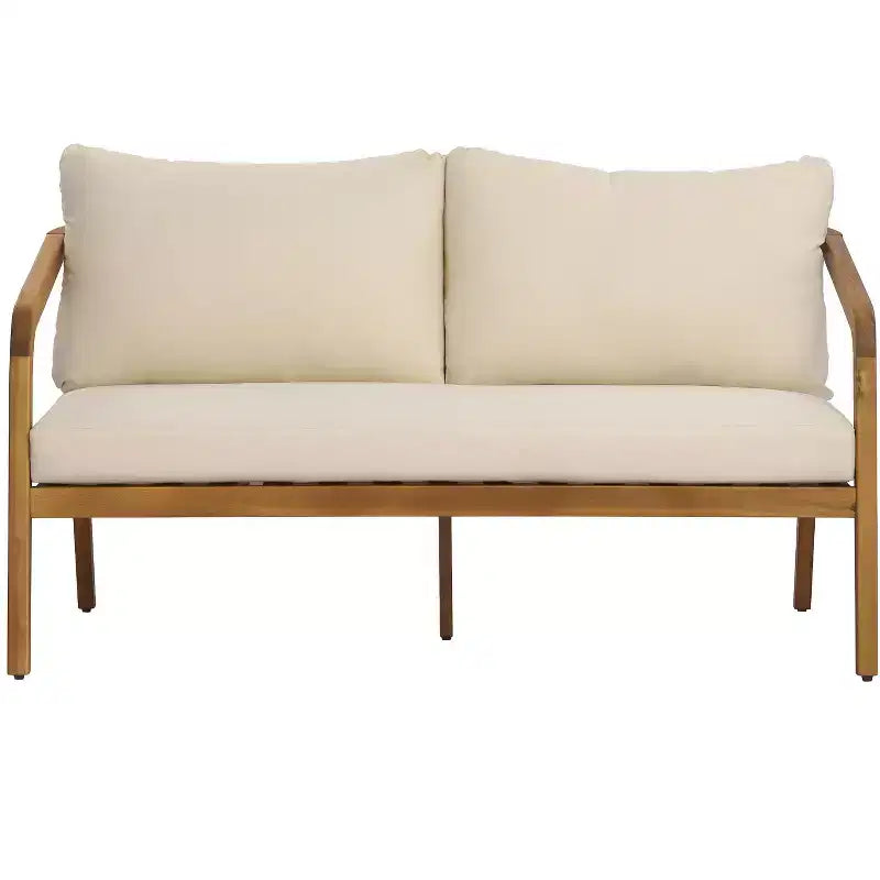 Christopher Knight Home Paula Juego de conversación moderno de 4 piezas con cojines para patio de madera de acacia y mimbre PE