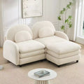 GDFStudio Steini Modern 117 2-Seater Teddy Upholstered Sectional Sofa with Curved Lumbar Pillows and Movable Ottoman