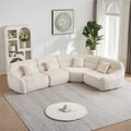 Curved Corner Sectional Sofa, Chenille Modular Cloud Sofa, High-Back 4-Seater Couch, No Assembly